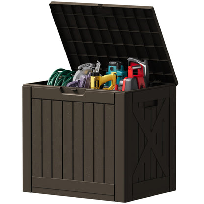 Devoko 40 Gallon Deck Box Outdoor Storage Box Waterproof for Patio, Large Outdoor Storage Bench Lockable for Outside (Deep Brown, 40 Gallon)