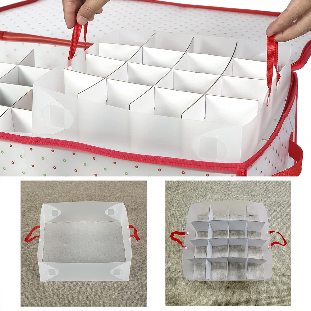 Sattiyrch Plastic Christmas Ornament Storage Box with Trays,Customizable Dividers, Dust-Proof Durable Ornament Organizer Holder,Christmas Storage Containers,Holds 128 x 3 inch Ornaments