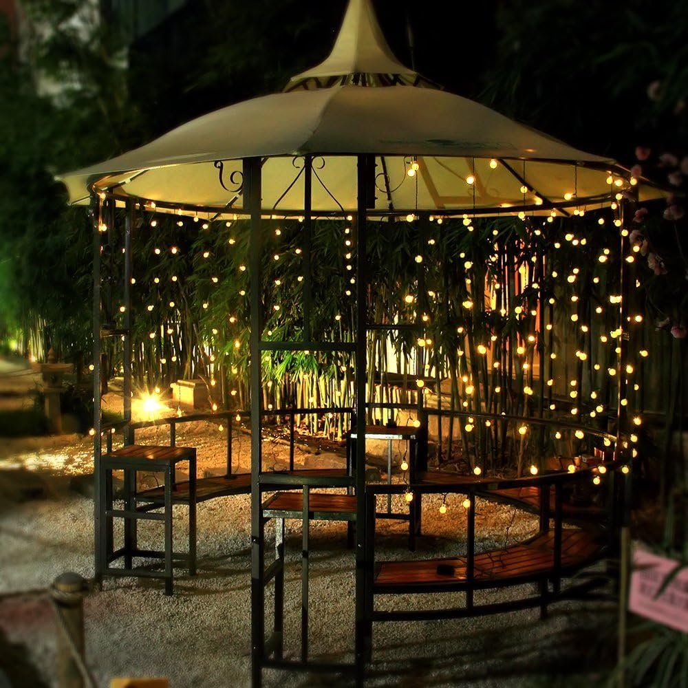 Toodour Solar String Lights Outdoor Waterproof, 56ft 100 LED Globe String Light with 8 Mode, Crystall Ball Lights Solar Patio Lights for Garden, Lawn, Patio, Gazebo, Yard, Outdoor Decor - Warm White