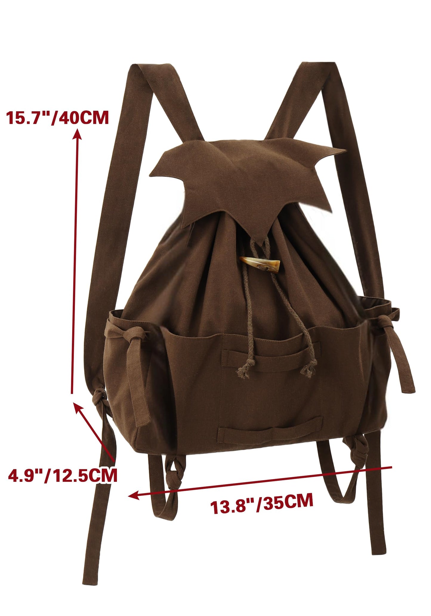FURPHI Medieval Drawstring Backpack Vinatge Bag Renaissance Ren Faire Camping Accessories (Brown)