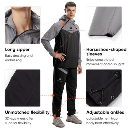 HOTSUIT High-Tech Men’s Sauna Suit Pants for Fitness Temperature Sensitive Logo Machine Washable,Black,2XL