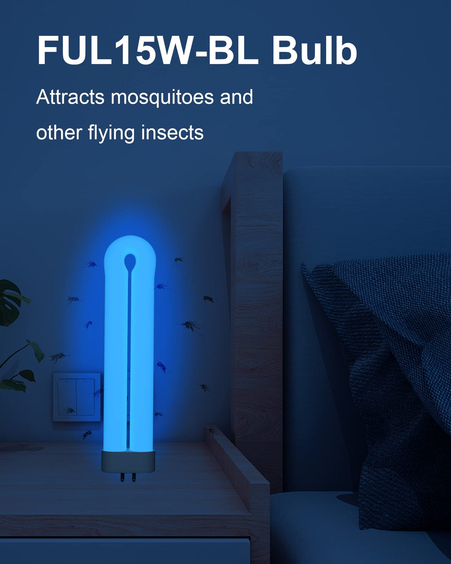 Shootingstar Bug Zapper Replacement Light Bulb for 15W Insect Attracting Lamp with 4-Pin Base, Ful 15W-BL U Shaped Twin Tube Bulb for Outdoor Mosquito Zapper, 4 Pack