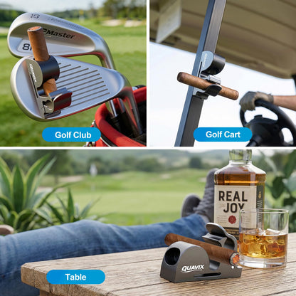 Quavix Magnetic Golf Cart Holder Clip with Adjustable Strap, Secure Golf Accessory for Cart, Aluminum Design Fits 30-70 Ring Gauge, Stable Holder for Golf Course Use (Gray)