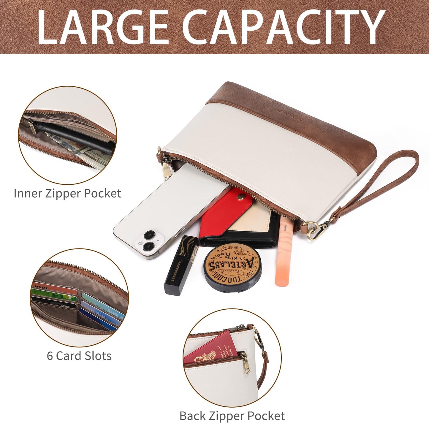 GAEKEAO Wristlet Wallet Clutch Purses For Women Small Crossbody Bag Cell Phone Wallet Purse Shoulder Handbag with Card Slots