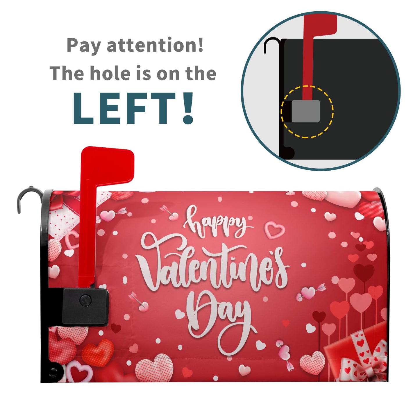 Romantic Valentines Day Mailbox Cover Large Size 25x21in Valentine Decoration Mailbox Covers Magnetic Red Pink Love Hearts Decorative Post Letter Box Wrap Decor for Anniversary Wedding Garden Yard