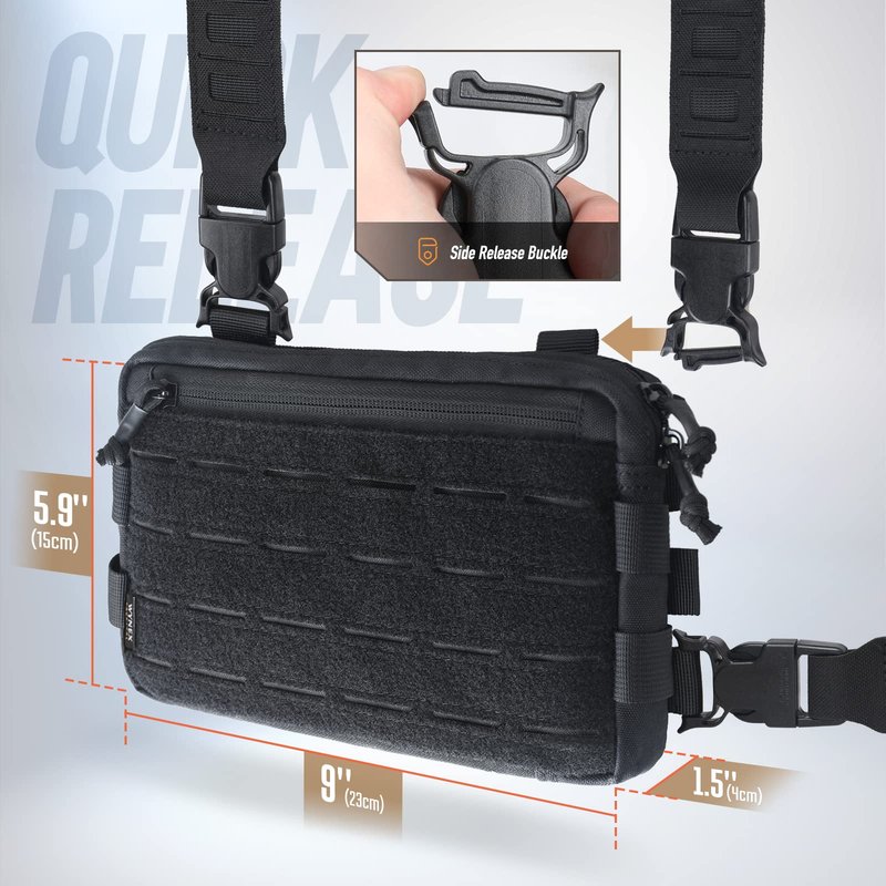 WYNEX Tactical Chest Rig Pack for Men, Running Chest Bag with Front Loop Airsoft Recon Chest Rigs for Hunting Outdoor EDC Combat Patch Included
