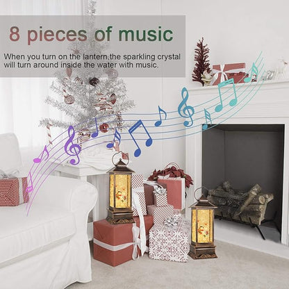Christmas Lantern Musical Snow Globe, Lighted Christmas Snowman Water Snow Globe with Music Christmas Decoration and Gifts