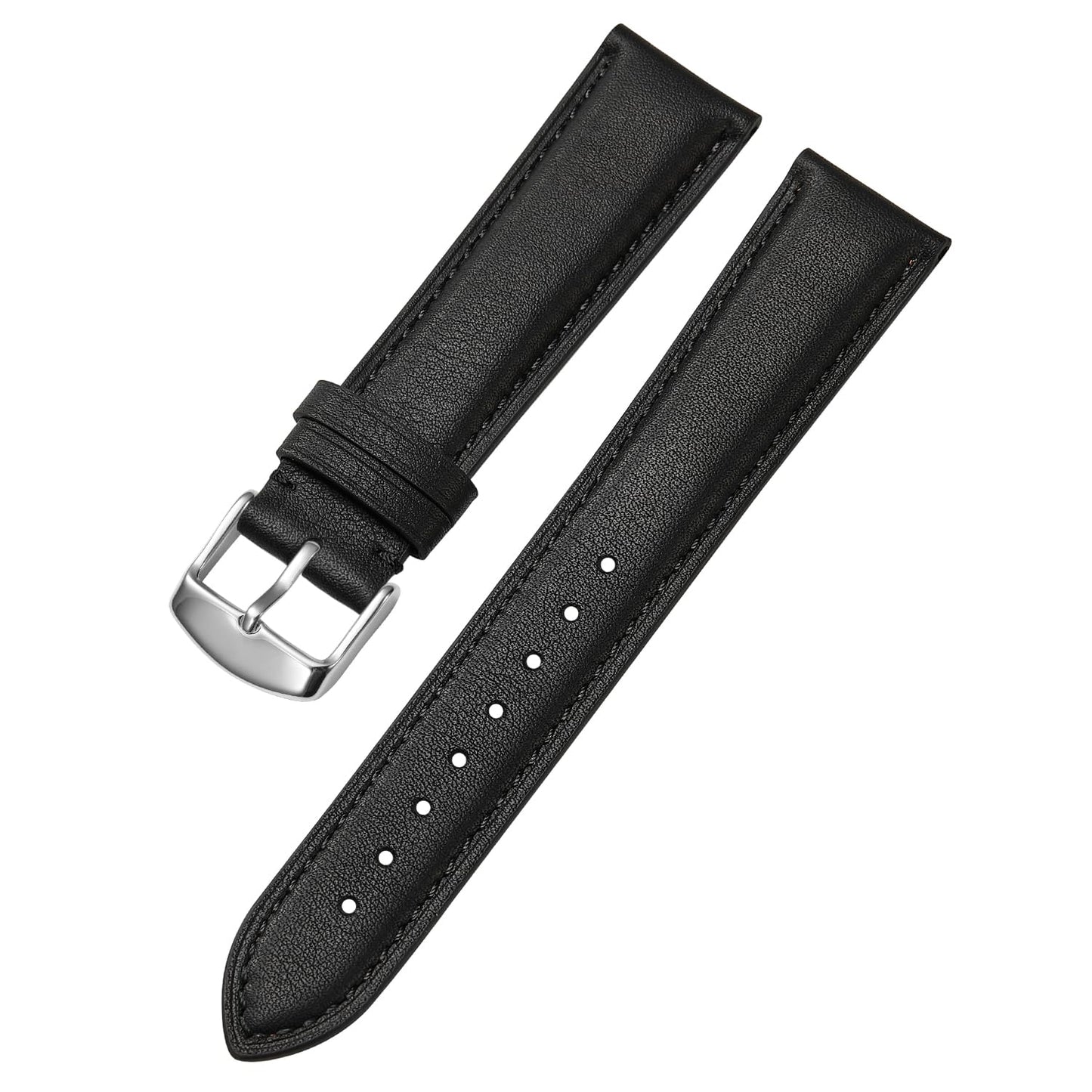 Afany Leather Watch Band 20mm for Men and Women, Quick Release Watch Strap, Black Replacement Watchband