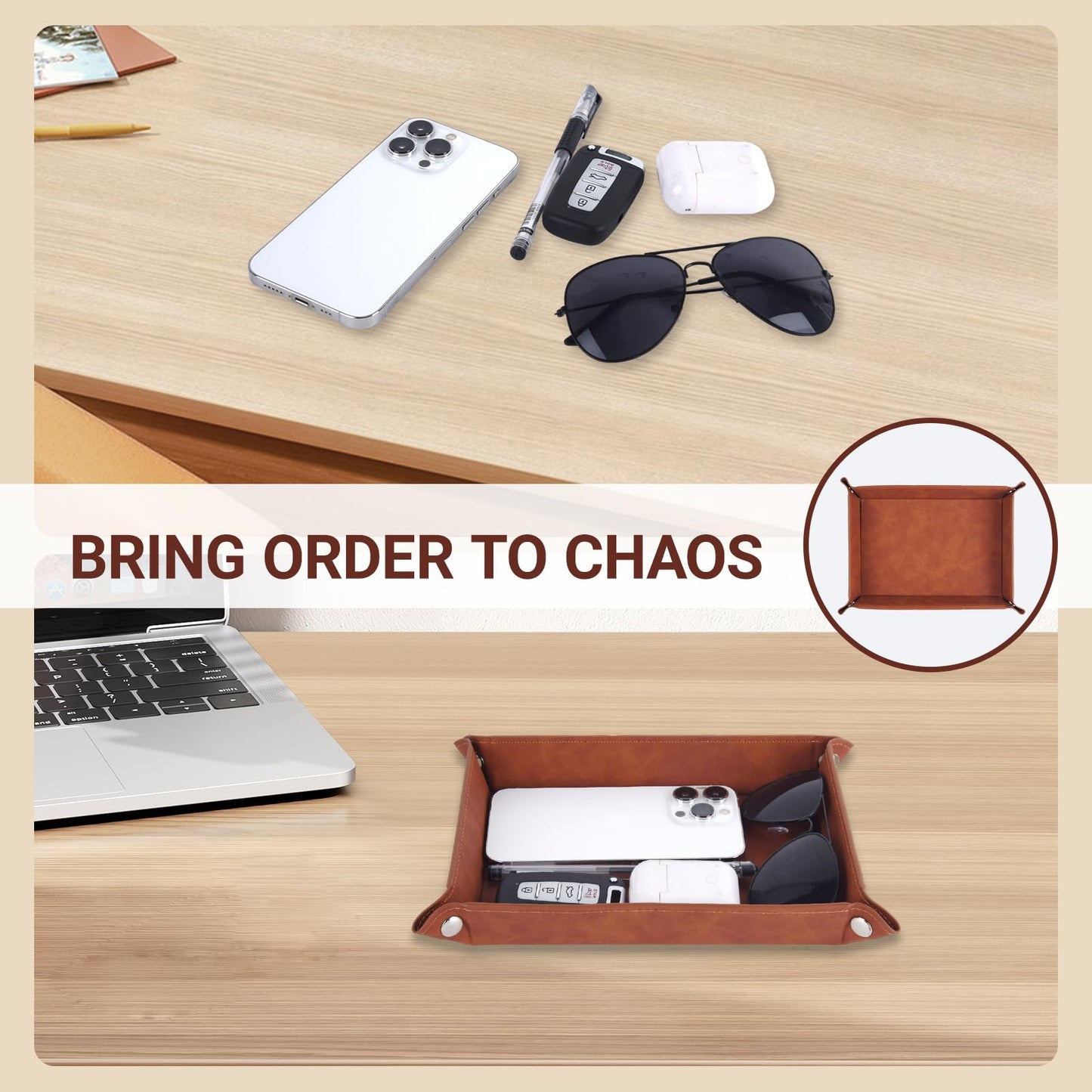 3 Years Anniversary,Leather Tray Engraved Personalized Tray, for him, Husband, Wife 3 Years Together Keepsake Gift for Couple Christmas,Valet Desktop Storage Organizer (3 Years)