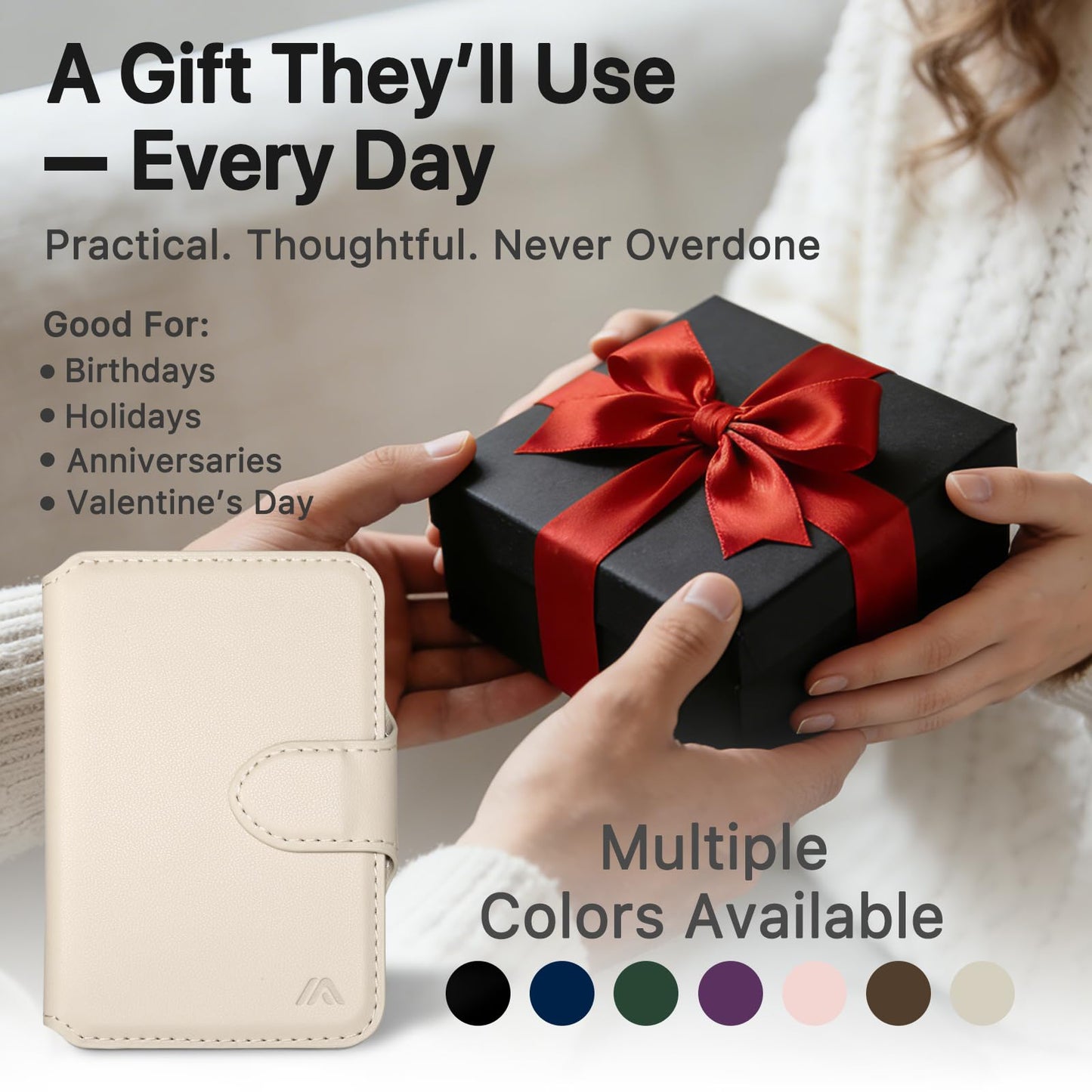 MEFON for MagSafe Wallet, Magnetic Phone Wallet RFID Blocking, Slim 5-8 Card Holder with Cash Slot & Clear ID Window, Minimalist Mag Safe Wallets for iPhone 17/16/15/14/13/12 Series, Oatmeal Beige