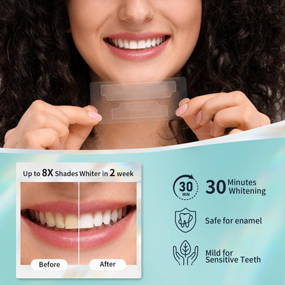 Teeth Whitening Strips 14 Treatments Kit - Contain Teeth Whitening Pen，Sensitive Teeth Whitener, Hydrogen Peroxide Teeth Whitener for Coffee, Wine, Tobacco, and Other Stains (28 Strips)