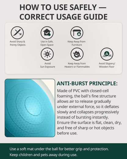 Trideer Extra Thick Yoga Ball Exercise Ball, 5 Sizes Gym Ball, Heavy Duty Ball Chair for Balance, Stability, Pregnancy, Quick Pump Included