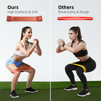 Resistance Bands for Working Out, 5-Pack Elastic Exercise Bands for Strength Training, Stretching, Workout; Home Gym Equipment for Women Men, Pilates Yoga Physical Therapy, Leg Glute Arm Exercise Kit