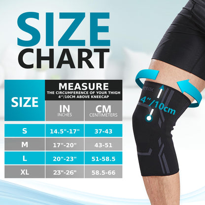 Bodyprox Knee Compression Sleeve for Men and Women (2 Pack), Knee Support Brace for Running and Work out (Medium)