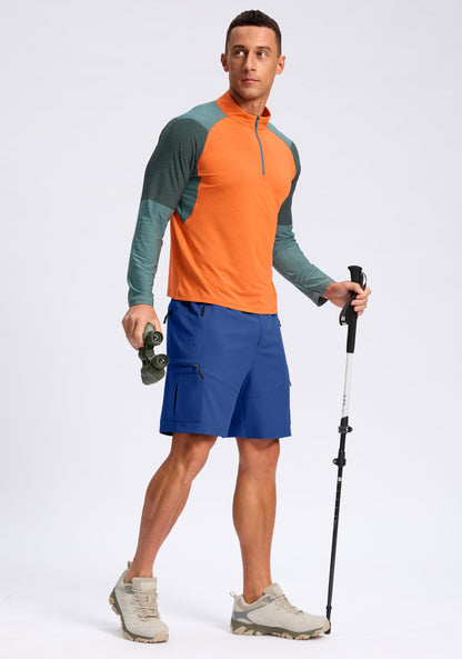 Pudolla Men's Hiking Cargo Shorts Lightweight 7" Travel Casual Shorts for Men Golf Work Outdoor with 5 Zipper Pockets(Royal Blue 3X-Large)