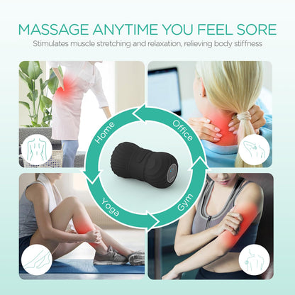 VOYOR-HEALTH Vibrating Peanut Massage Ball Roller, Electric Double Lacrosse Massage Ball with 4 Intensities for Muscle Pain Relief, Rechargeable Deep Tissue Massage, Yoga Sports Fitness MB300 (Black)