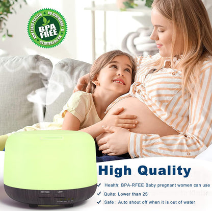 Oil Diffuser Humidifier 300ML,Electric Ultrasonic Air Aroma Diffusers Vaporizer,Scent Mist Defuser with Remote,Auto-Off,7led Color Changing Light for Large Bed Room,Home,Office