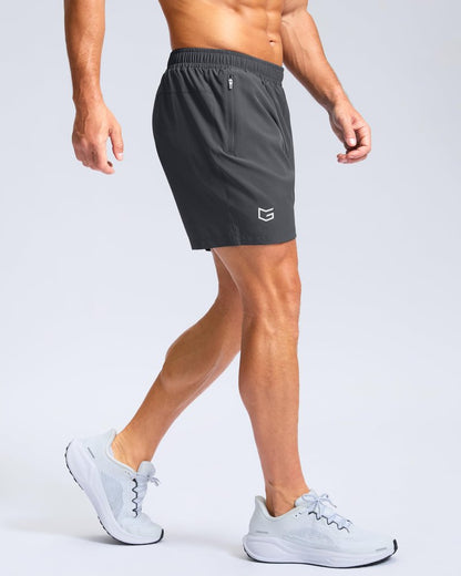 G Gradual Men's Athletic Running Shorts with Zipper Pockets Quick Dry 7"/ 5"/ 9" Workout Gym Shorts for Basketball Hiking(Dark Grey,5XXXL)