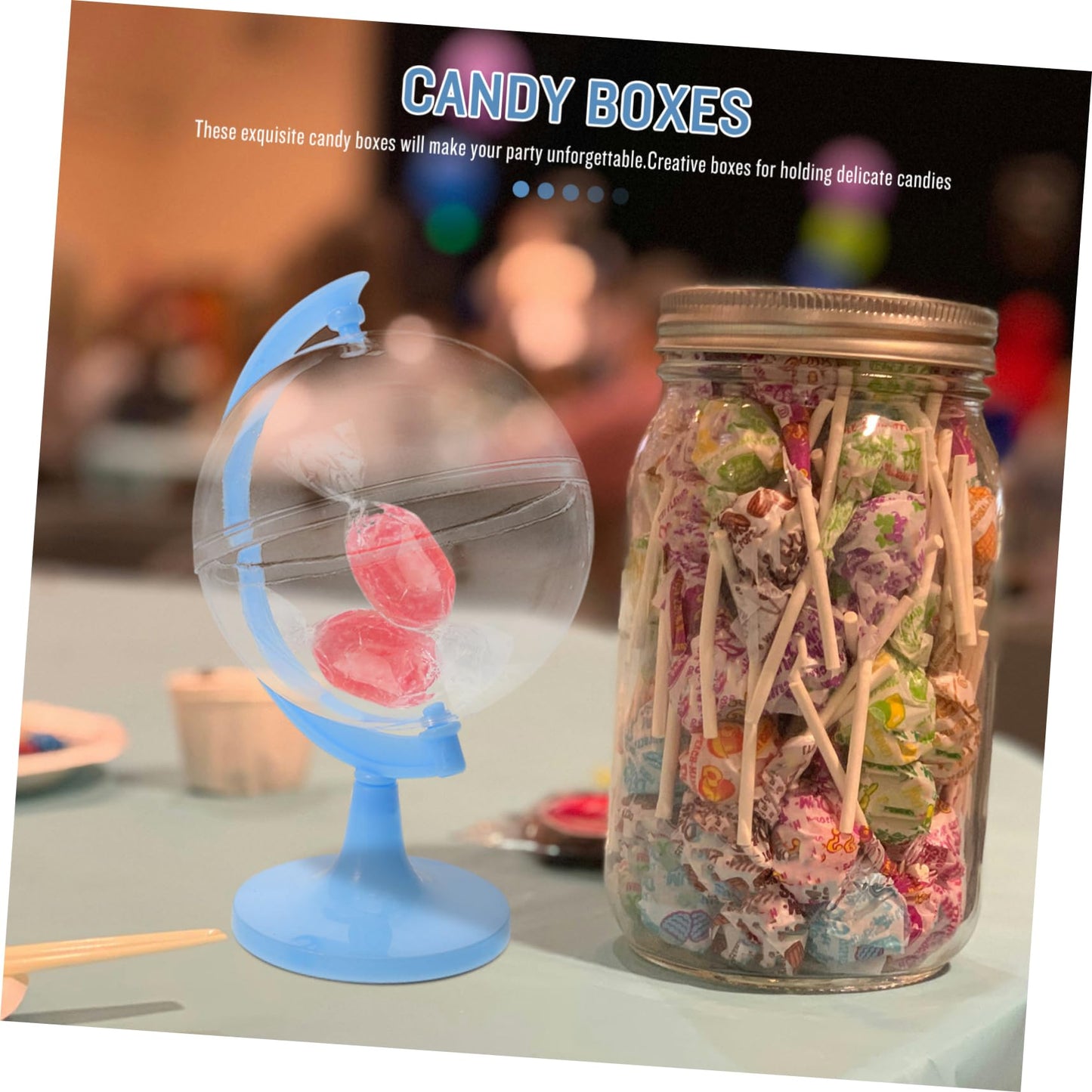 NUOBESTY Mini Globe Candy Case Funny Candy Box Packing Boxes for Wedding and Christmas, Fillable Candy Jars Containers Party Favors, 12pcs, Blue