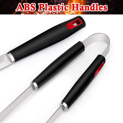 HaSteeL BBQ Grill Accessories Set of 7, Stainless Steel Grilling Tools Set with Storage Bag, Heavy Duty Grill Spatula, Tong, Fork, Basting Brush, Cleaning Brush, Dishwasher Safe & Man’s Gift