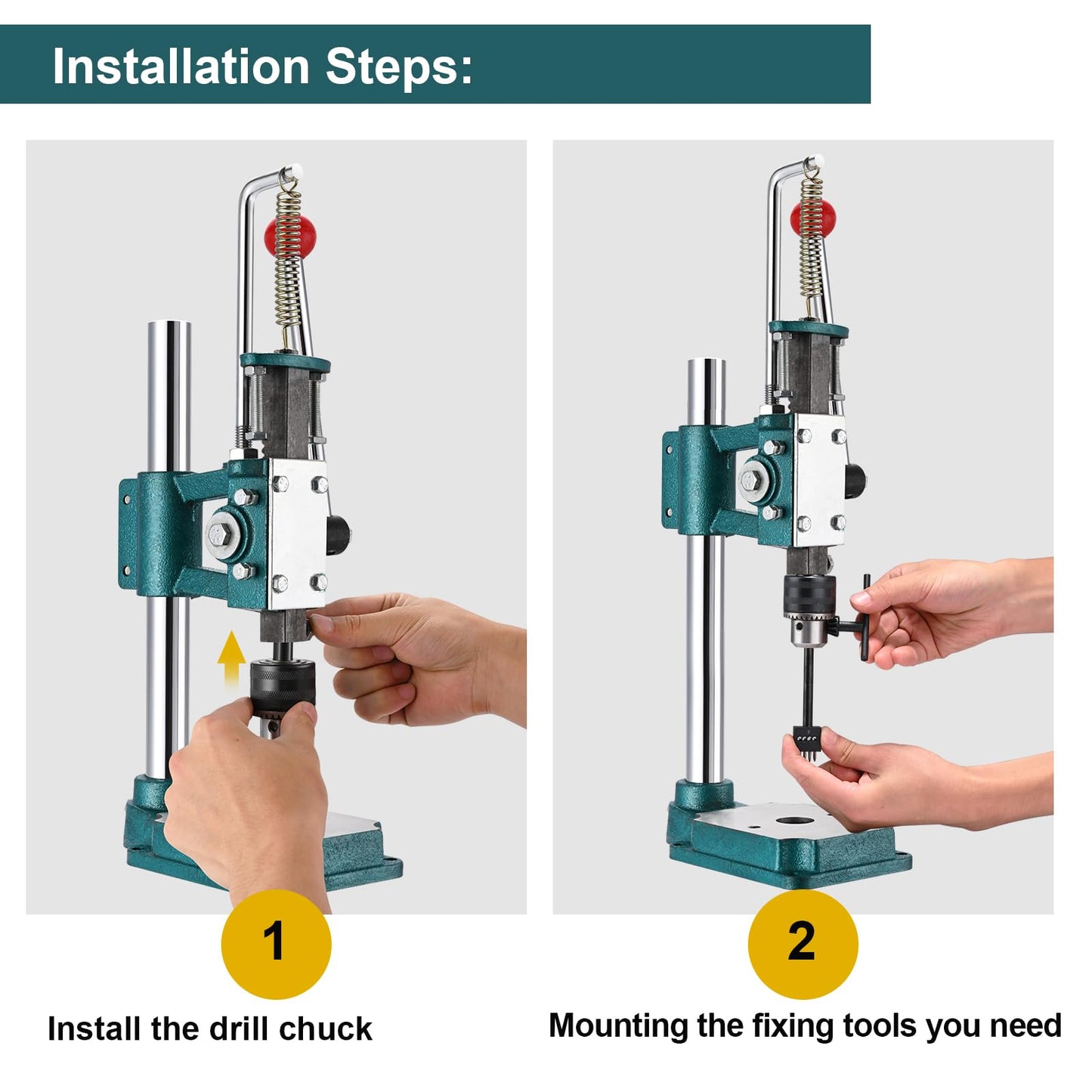 Soiiw Leather Hole Puncher Hand Punching Machine Heavy Duty Manual Press Puncher Punch Tools for DIY Leather Craft Punching Holes with 1.5-13mm Clamping Chuck
