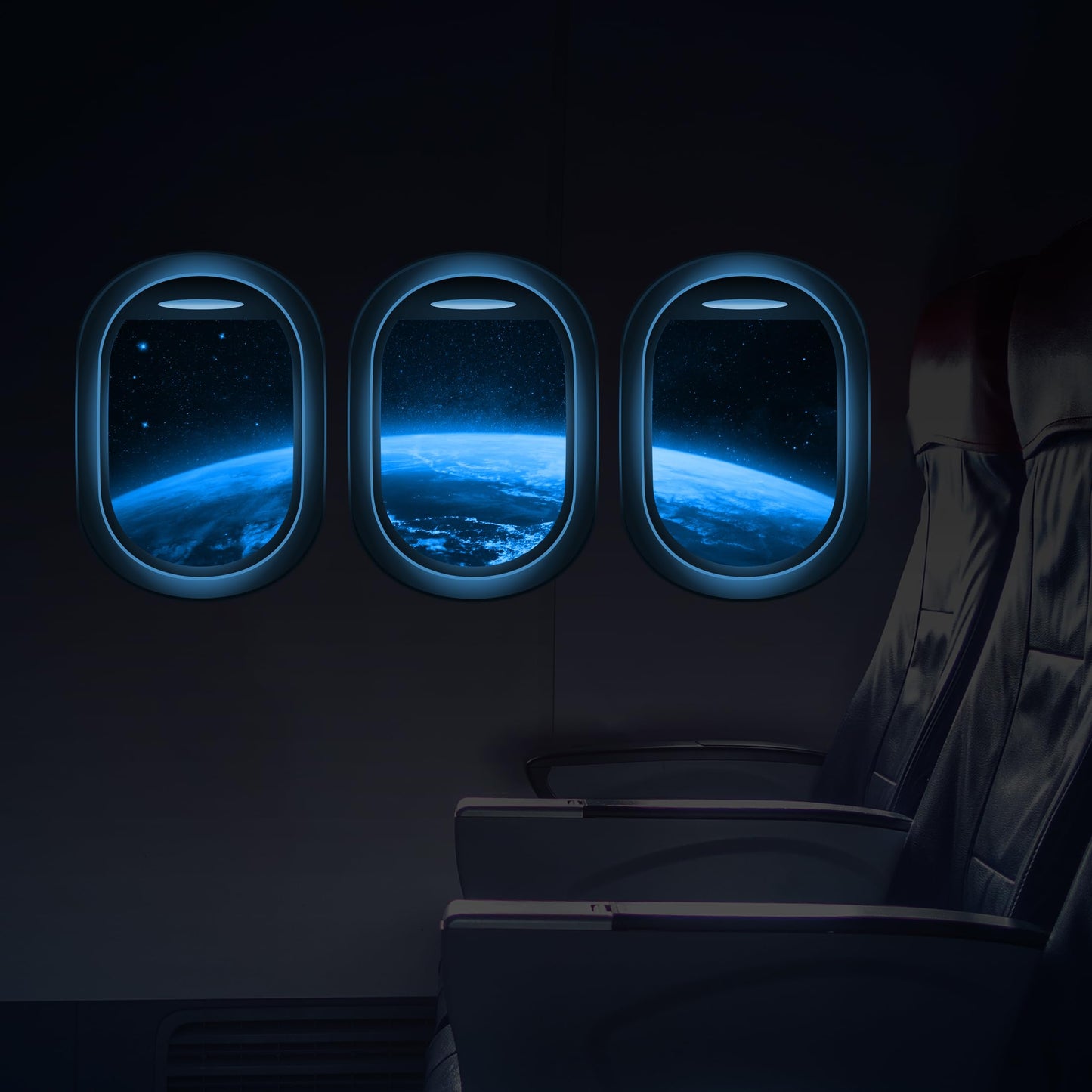 Glow in The Dark 3D Space Wall Decals, Set of 3 Galaxy Window Stickers for Wall, Space Themed Room Decor for Kids Boys (Blue)