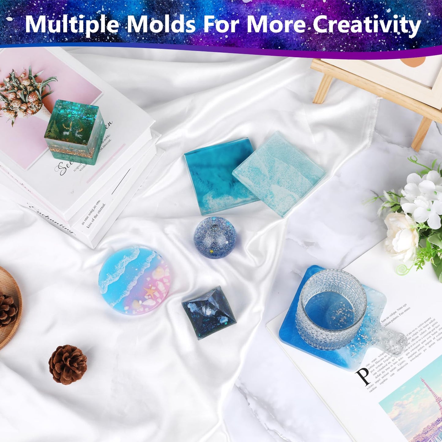 KISREL Epoxy Resin Kit for Beginners, Resin Kit with Molds, 18OZ Epoxy Kit with Dried Flowers, Measuring Cups and Resina Supplies