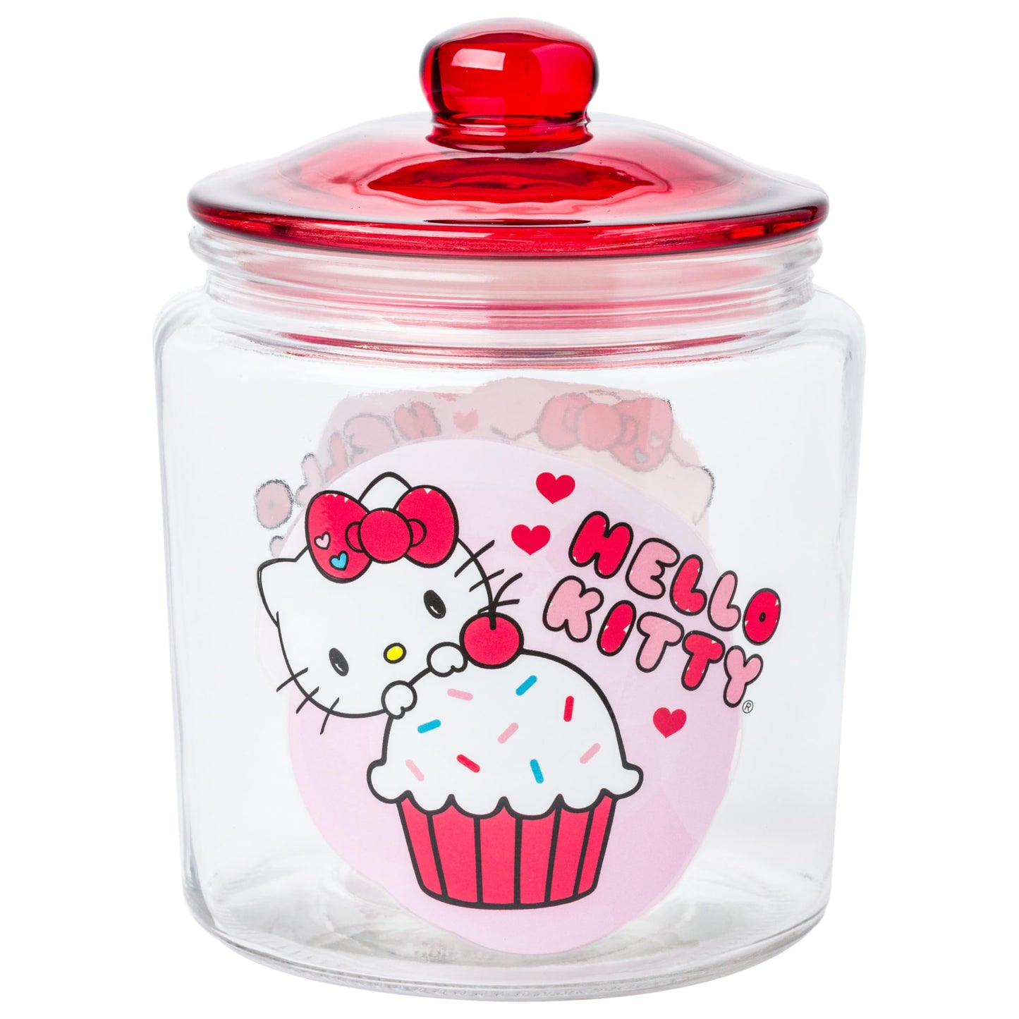 Silver Buffalo Sanrio Hello Kitty Cookie Glass Jar with Lid, 4” x 4” x 6”