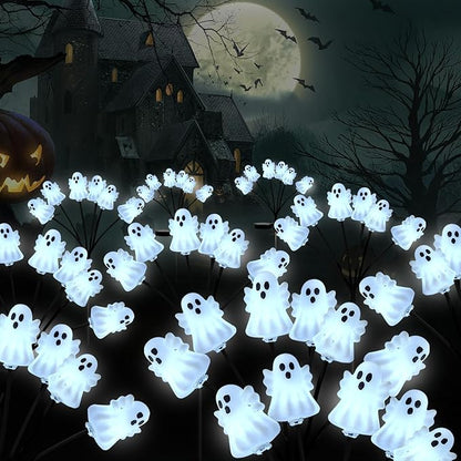 SUNNYPARK Set of 3 Halloween Ghost Lights Outdoor Solar Pathway Lights with 18 Cool White LEDs for Garden Yard Lawn Patio Decorations