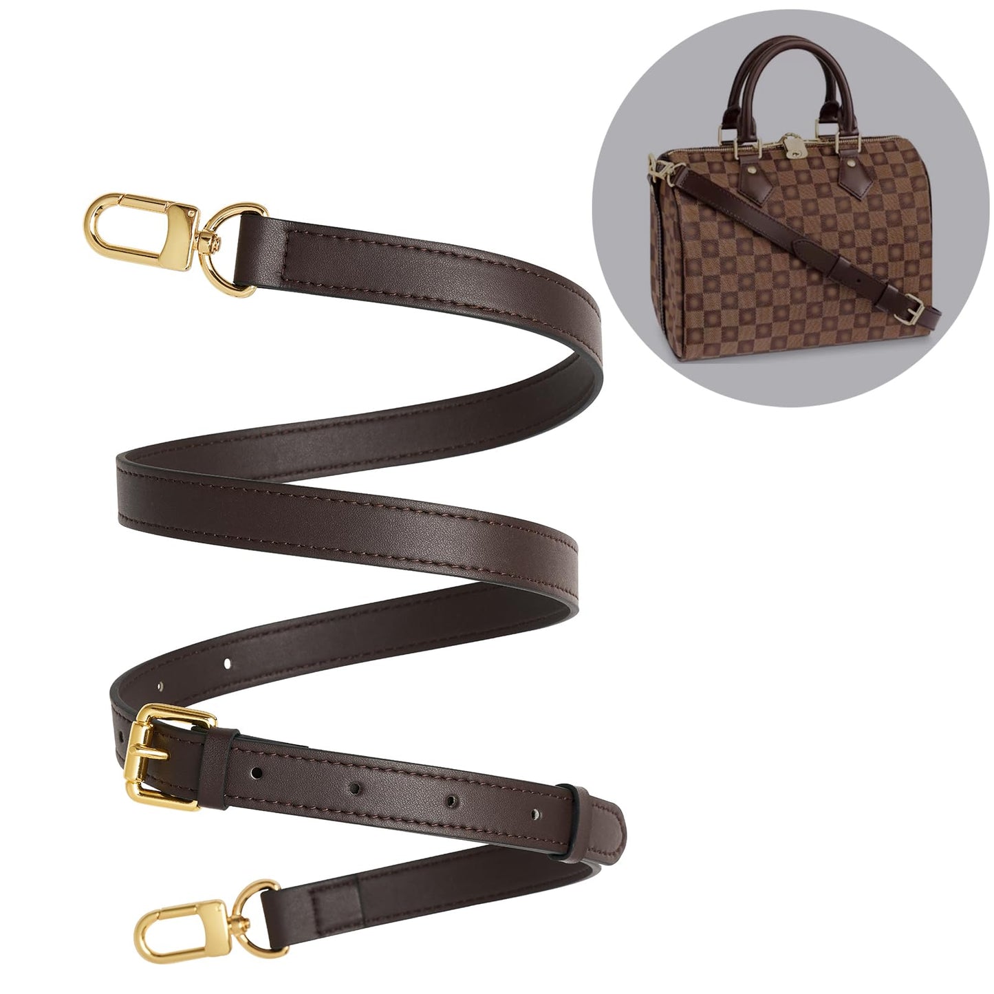 YAZHIMI Vachetta Leather purse strap Genuine Leather Adjustable Replacement Strap for Shoulder Bag Handbag Purse (Coffee-leather crossbody strap)