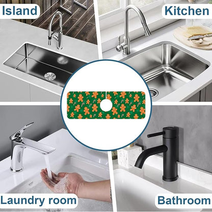 Christmas Gingerbread Man Sink Splash Guard Gingerbread Man Faucet Absorbing