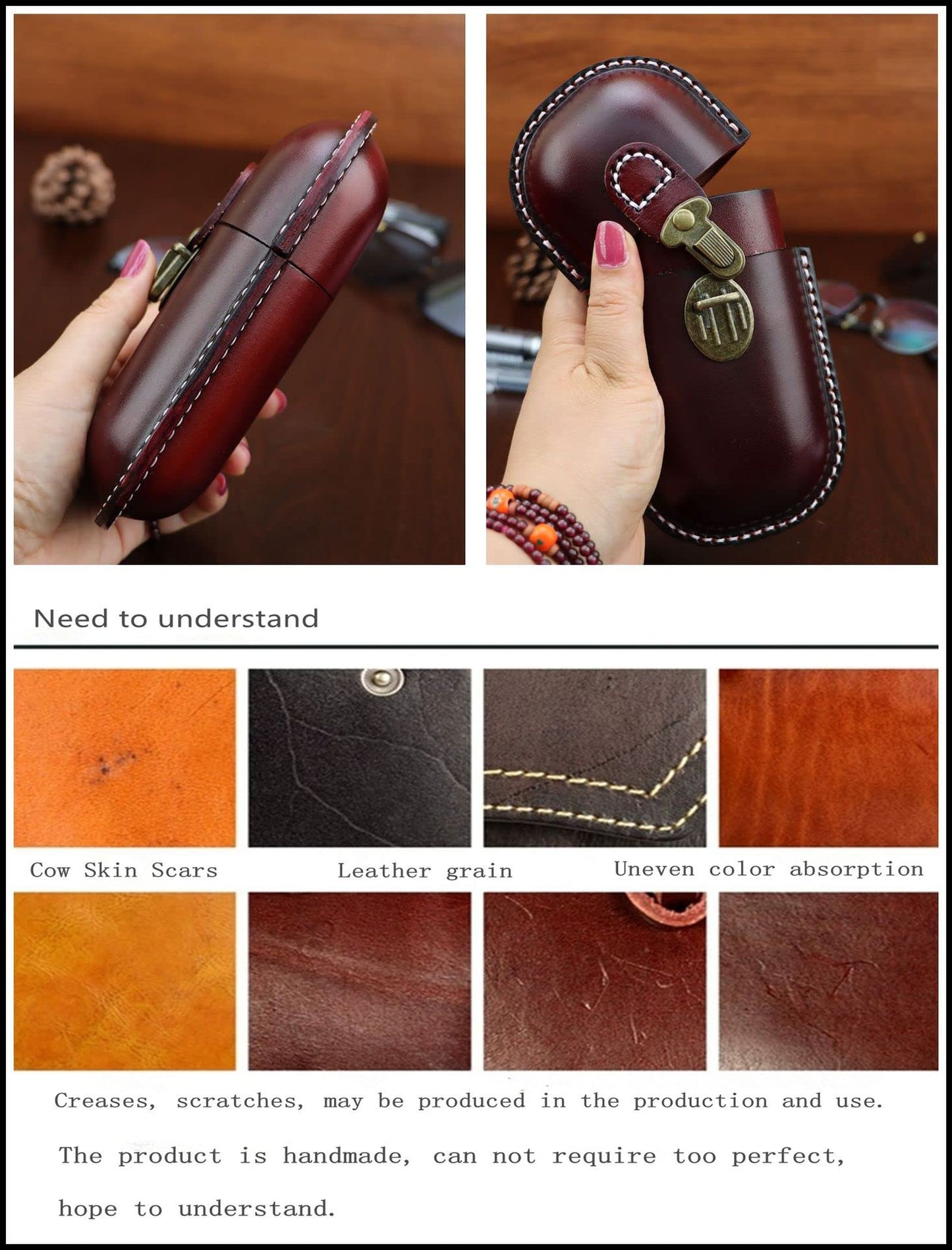 Fanyixuan Leather Eyeglass Case Hard Shell Retro Men And Women Sunglasses Nearsighted Glasses Locking clasp Protection Box (Crimson)