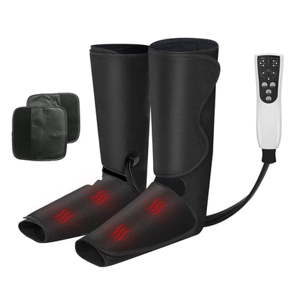 LINGTENG Air Compression Leg Massager with Heat, Leg Massager Simulates Kneading and Stroking of Tissues by Using an Inflatable Garment, Gifts for Women Men (Black)