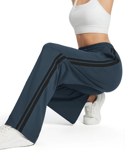 Tapata Women's 32" Inseam Long Track Pants Loose Straight Leg Jogging Sweatpants Warm-Up Sports Athletic Running, Dark Grey, S