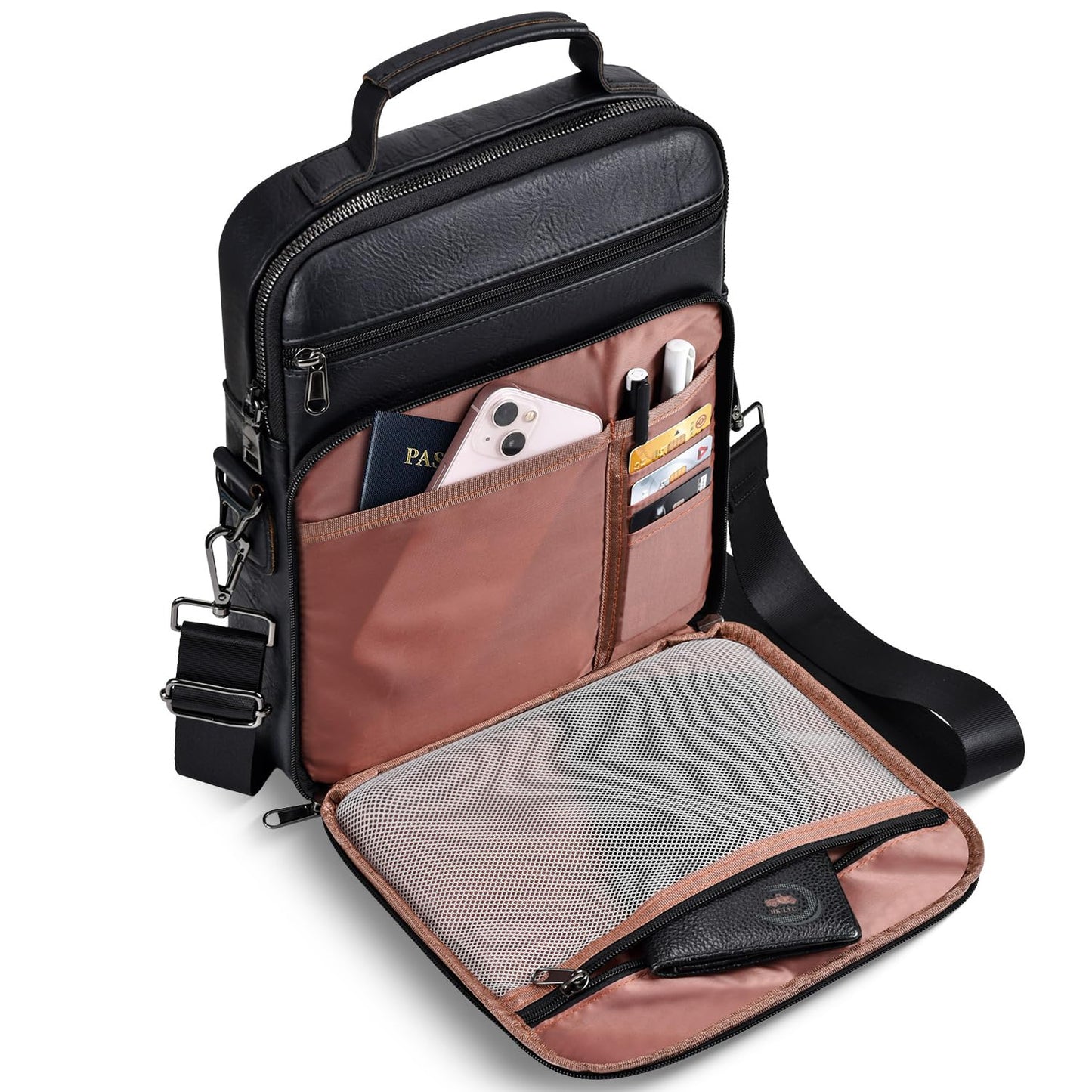 Crossbody Bags for Women and Men, Medium Leather Ladies Shoulder Cross body Bag Sling Travel Purses Handbags Compatible with 11 inch iPad Pro Air 11 with Magic Keyboard