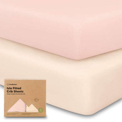 KeaBabies 2-Pack Baby Crib Sheets for Boys, Girls - 52x28 Viscose Derived from Bamboo Toddler Bed Sheets Neutral, Fitted Crib Mattress Cover for Standard Baby Bedding, Soft & Cozy (Cameo)