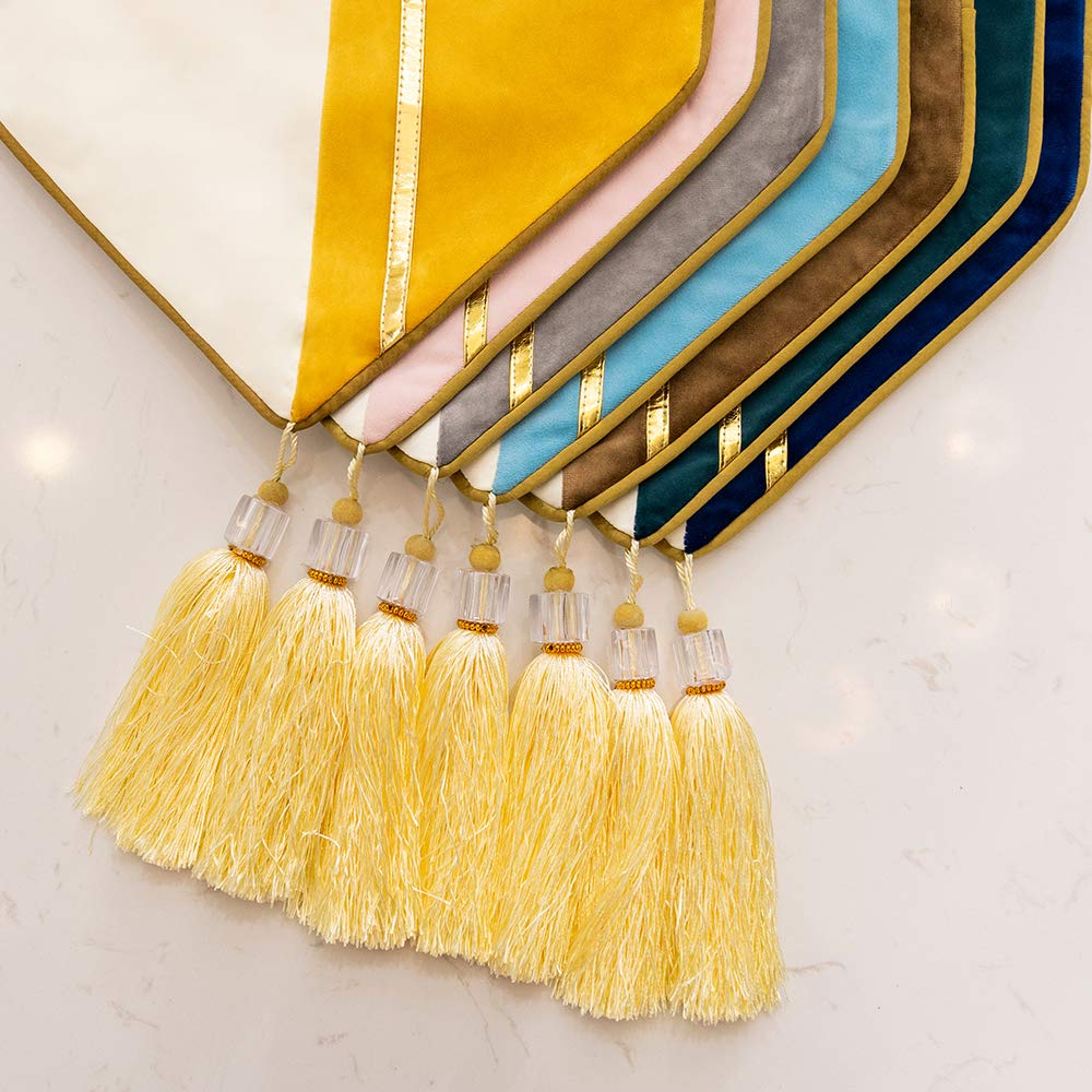 Avigers Modern Luxury Table Runner with Tassels, Chestnut & White Geometric Table Runner for Dining Room, Coffee Table & Entryway Decor, Elegant Decorative Table Scarf 12 x 108 Inch