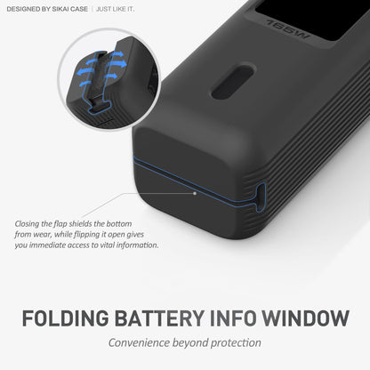 Silicone Case for Anker Laptop Power Bank (25,000mAh 165W) 1/4" Nut Hole,SD/SIM Card Storage, Display Protection&Dustproof, Travel Protective Cover Compatible with Anker Power Bank 165W (Gray)