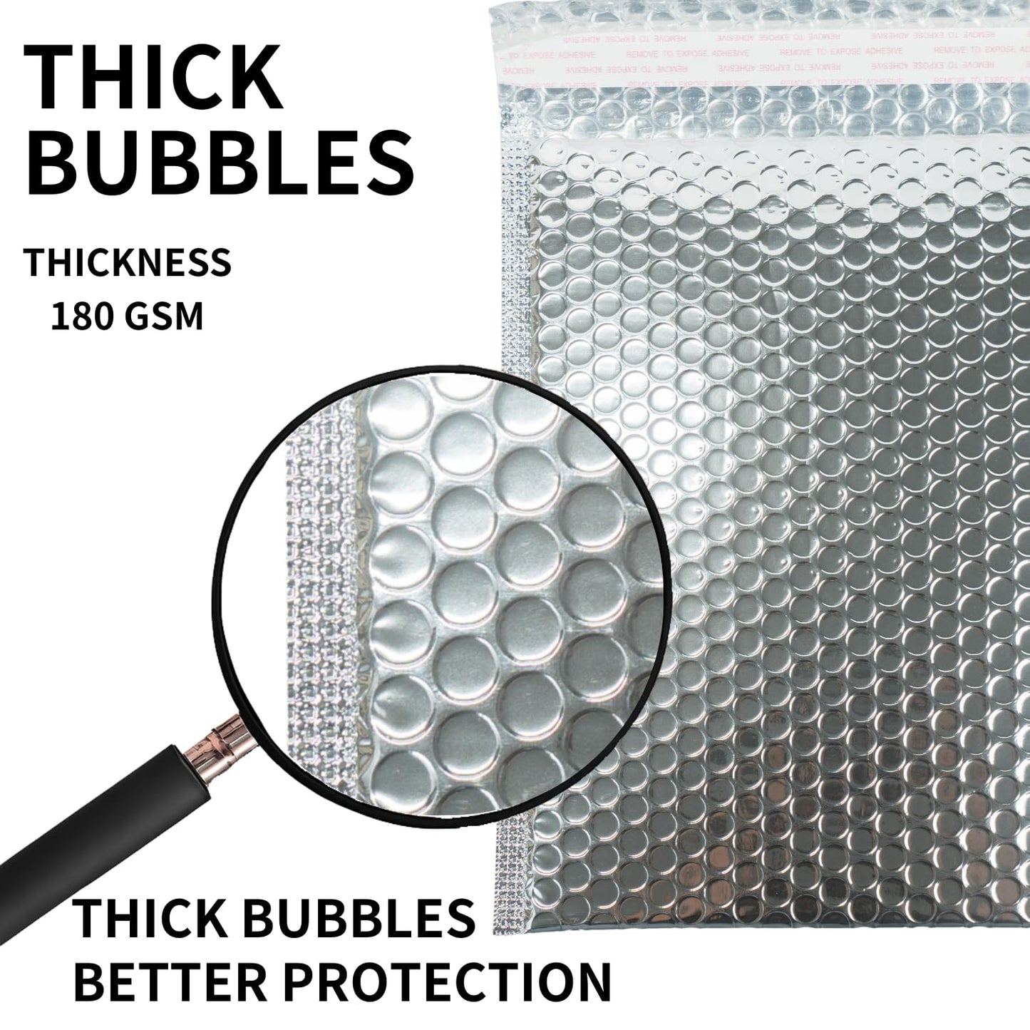 50 Pack 10x12 Inch Thermal Insulated Bubble Mailers for Cold Shipping, Metallic Silver Foil Padded Envelopes, Self-Seal Water-Resistant Cushioned Shipping Bags