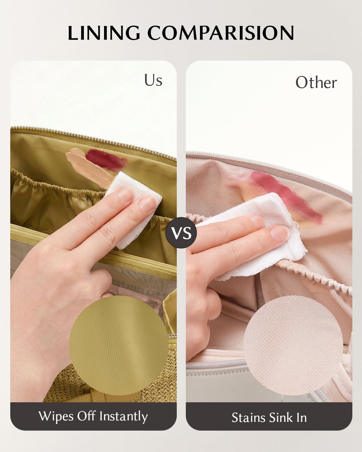 EACHY Makeup Bag, Woven Travel Toiletry Bag, Portable 180° Wide-Open Flat Cosmetic Bags for Women, Large Capacity Makeup Pouch with Divider and Handle