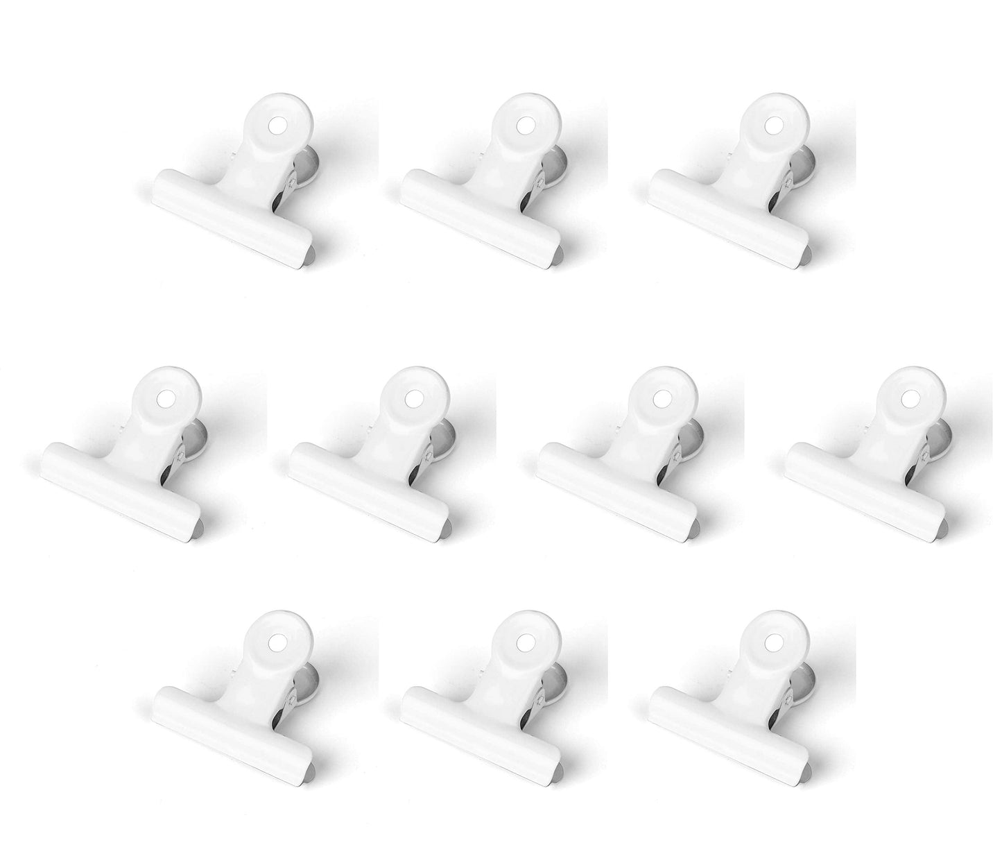 20 Pack 2 Inch Polished Steel Clips, Metal Bulldog Binder Clips, Large Hinge Paper Clips Clamps for Food Bags, Pictures Photos, Art Crafts, Home Office Supply (White)