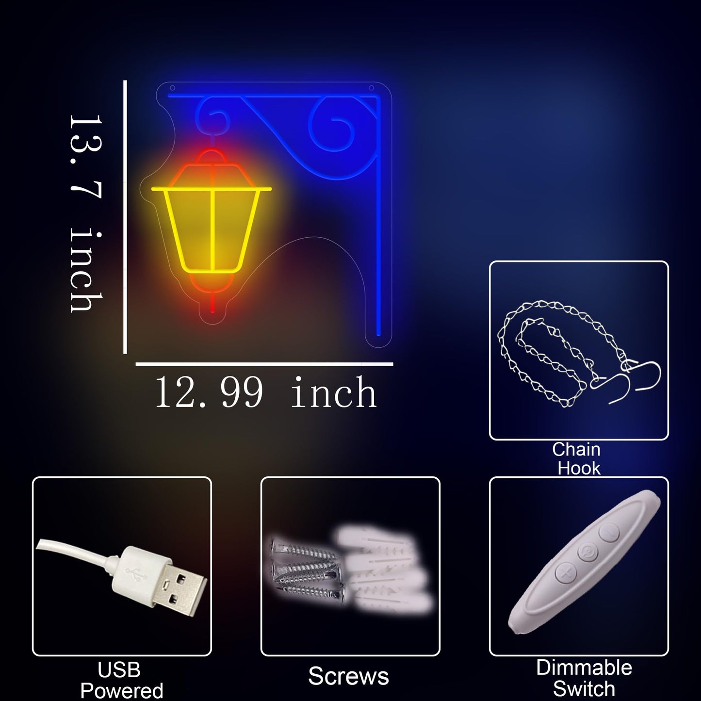 Street Lamp Neon Sign,Urban Streetlight Neon Lights for Lantern Wall Decor,USB Powered LED Light Up Signs for Bedroom,City Night Wall Decor