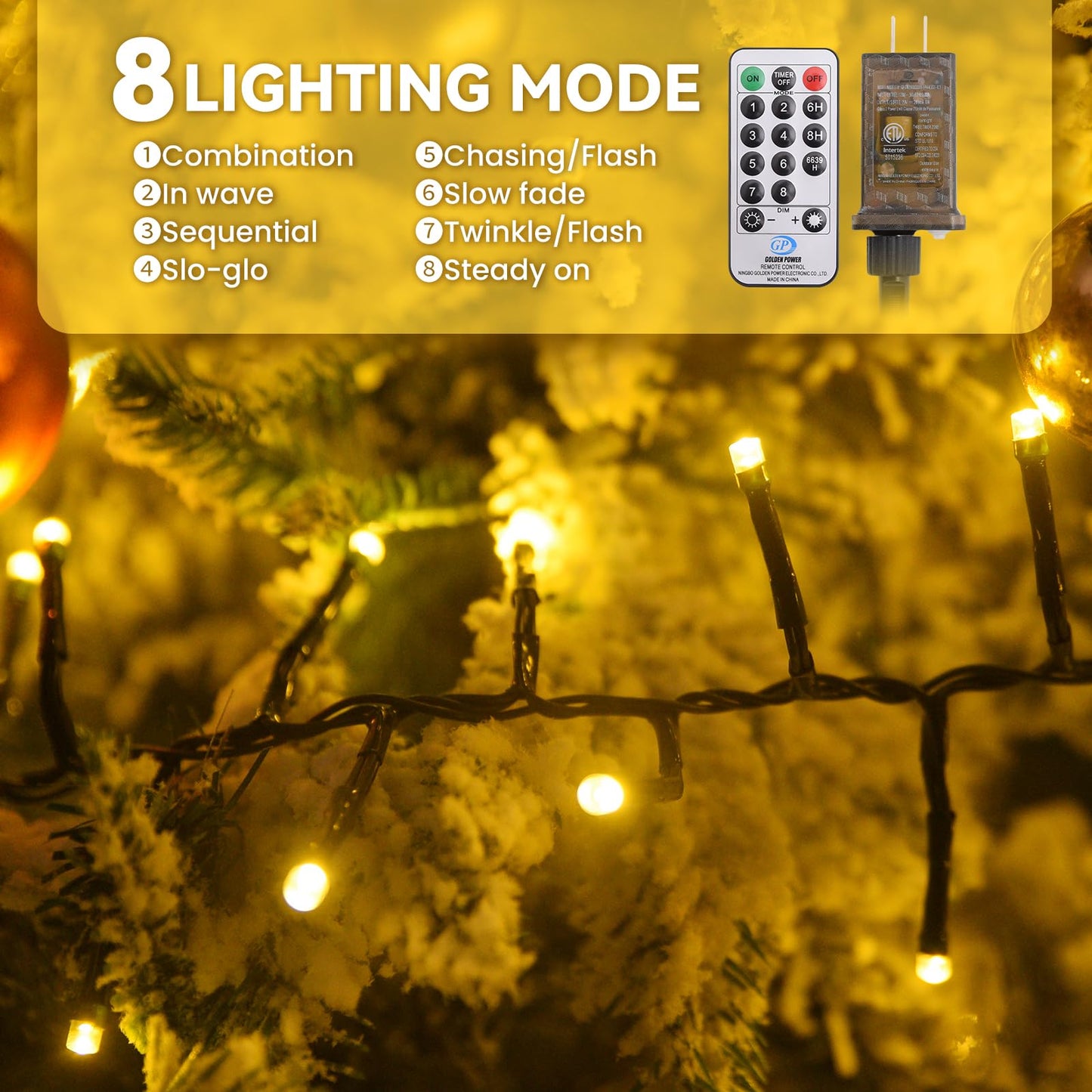 Dailyart 1200 LED Christmas Lights - 95 Ft Indoor Outdoor Cluster Lights with 8 Modes - Warm White Plug in Fairy String Lights with Timer Twinkle Lights for Christmas Tree Wedding Xmas Decorations
