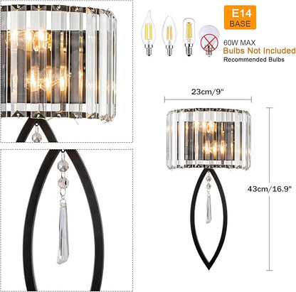 Crystal Wall Sconce Black Wall Sconce Wall Lighting Mid Century Wall Light Vanity Light Indoor Elegant Crystal Wall Lighting Fixtures for Bedroom Living Room Hallway
