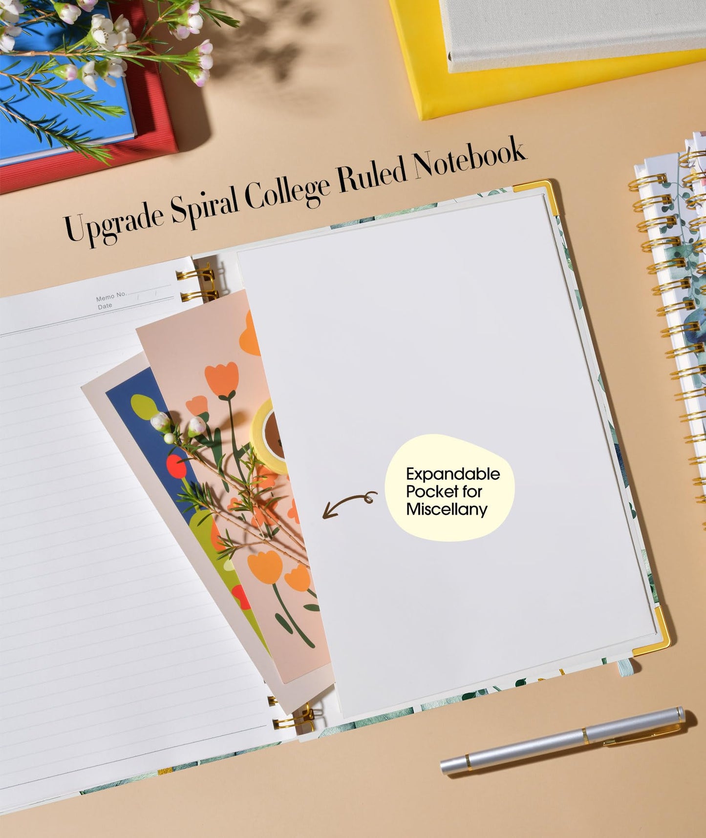 Aesthetic Spiral Notebook Journal for Women, 200 Pages Lined Notebooks 8.5” x 11”, A4 Large Hardcover Spiral Journals with 100 GSM Thick Paper, Cute College Ruled Notebook for Writing Work School