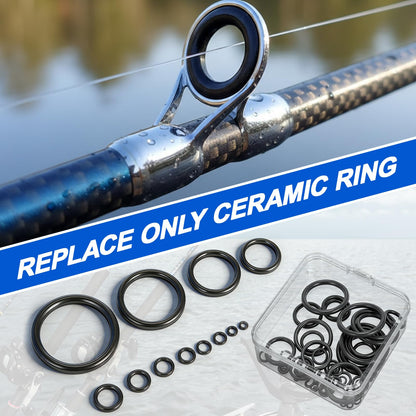 VercanMonth 78 Pcs Rod Tip Repair Kit Fishing Rod Eyelet Repair Kit Includes 12 Sizes Fishing Pole Ceramic Guides Rings Replacement Glue Brushes and Measuring Cups