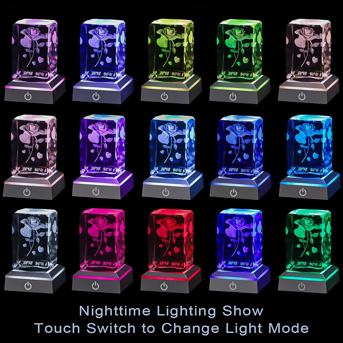 hochance 3D Rose Crystal Nightlight,Perfect Mothers Day Gifts for Wife Her Mom from Daughter Husband Son，Mother's Day Ideas Unique Anniversary Birthday Decolamp Presents
