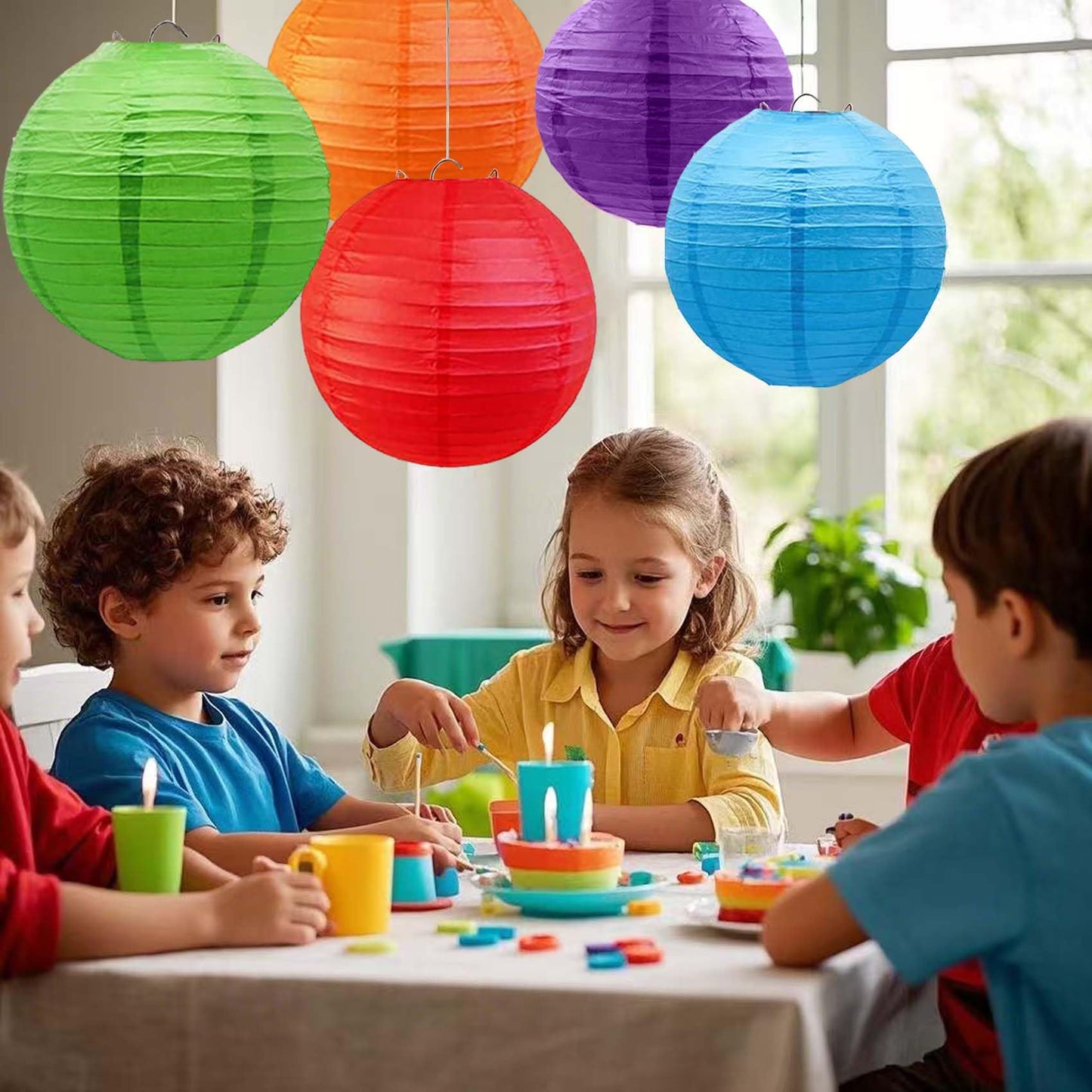 KUNYYI Rainbow Paper Lanterns 12Pcs Colourful Hanging Lanterns for Birthday Party, Wedding, Home Decor, Baby Shower Festive Decoration