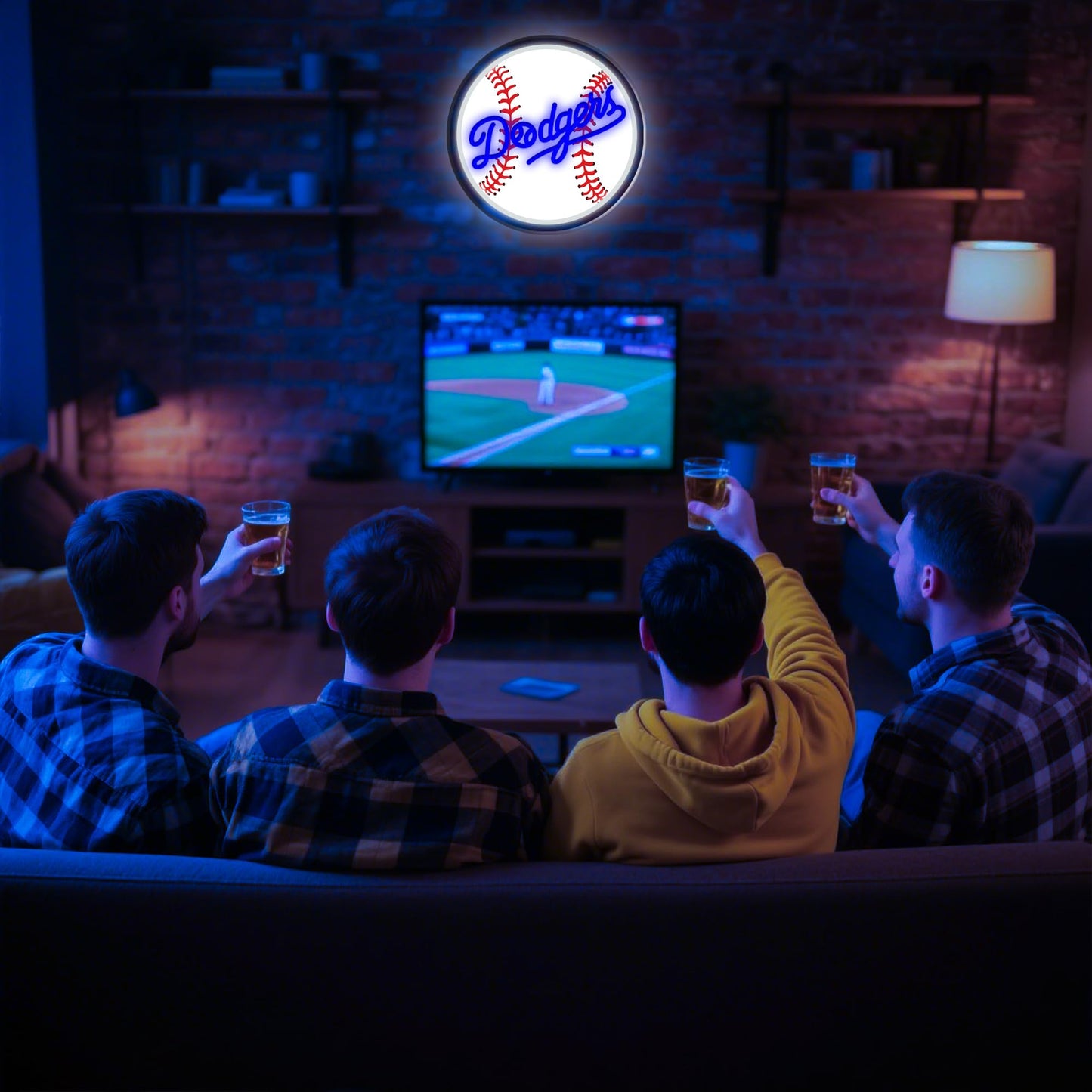 LA Baseball Neon Sign, Los Angeles Cool Light Up Dimmable LA Baseball Team Logo Hanging Led Neon Sign for Wall Decor, Bedroom, Party, Man Cave, Garage, Birthday Christmas Gift for Baseball Fans (B-LA)