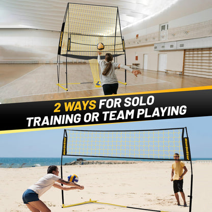 MangoStar Volleyball Training Equipment, Volleyball Net System with Freely Height-Adjustable for Backyard, Volleyball Practice Net for Serving Setting Spiking, Easy Set Up for Indoor and Outdoor Use